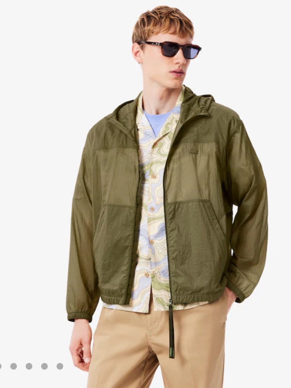 Lacoste Olive Green Water-Repellent Ulta Lightweight Nylon Jacket Size M/L